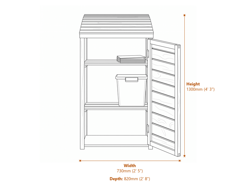 2x2 Box Store dimensions diagram