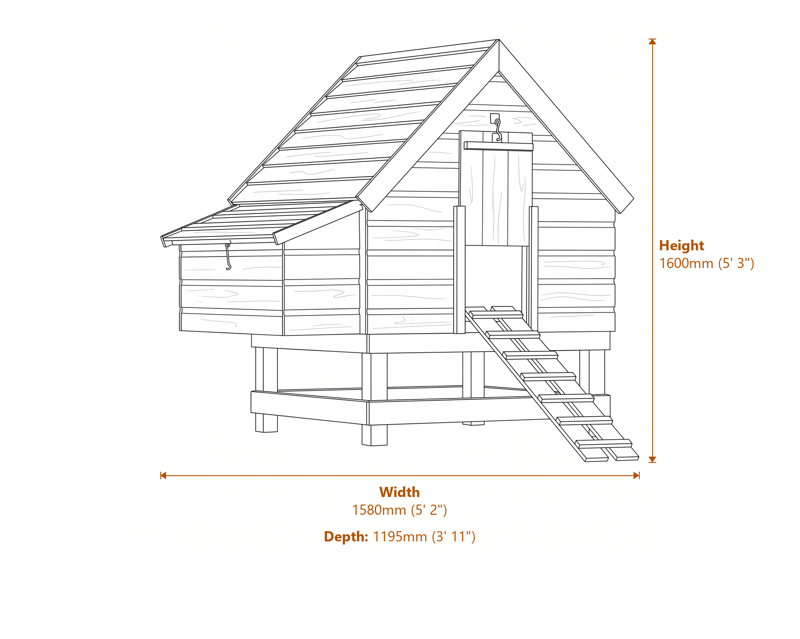 5x3 Chicken Coop Large dimensions diagram
