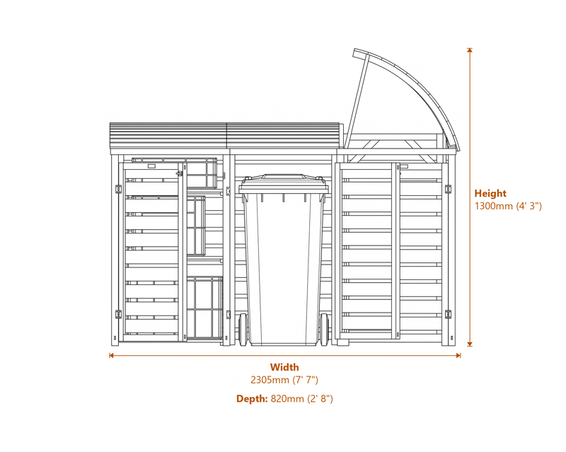 7x2 Double Bin With Single Box Store dimensions diagram