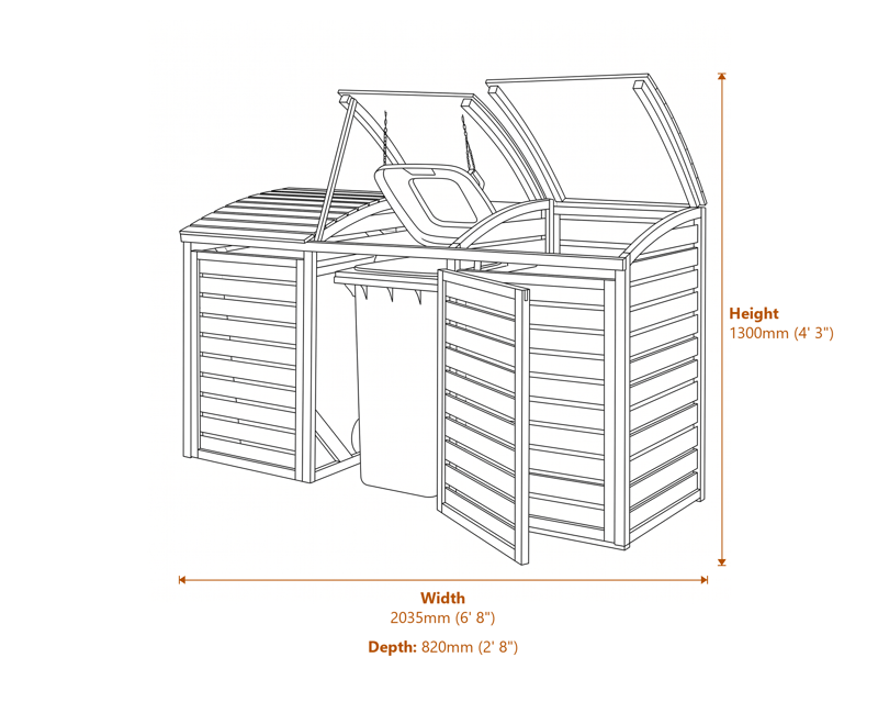 6x2 Triple Bin Store dimensions diagram