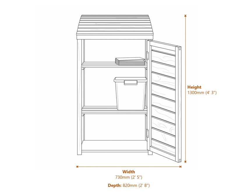 2x2 Box Store dimensions diagram