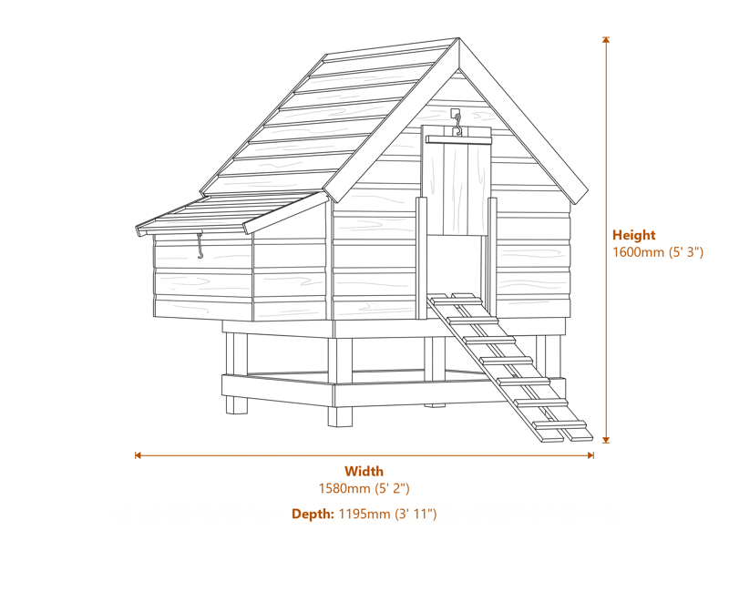 5x3 Chicken Coop Large dimensions diagram