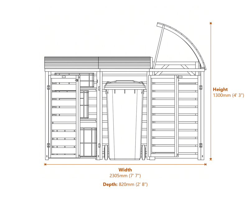 7x2 Double Bin With Single Box Store dimensions diagram