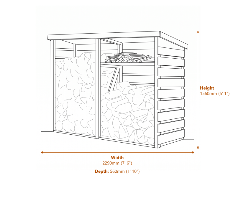 7x1 Large Log Store dimensions diagram