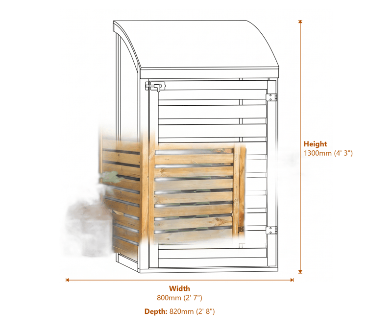 2x2 Single Bin Store dimensions diagram