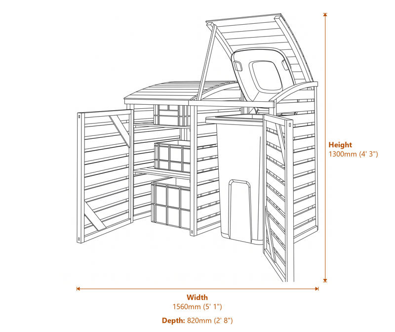 5x2 Single Bin With Box Store dimensions diagram