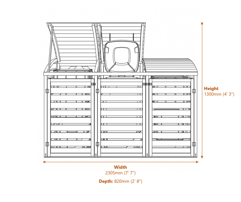7x2 Single Bin With Double Box Store dimensions diagram