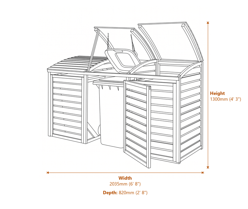 6x2 Triple Bin Store dimensions diagram