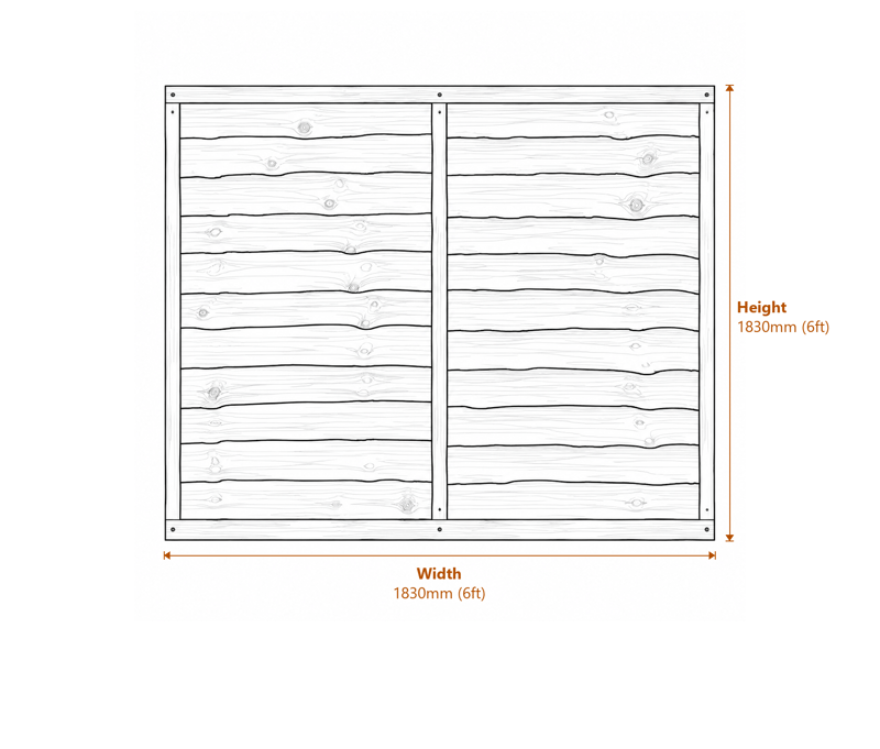 6' x 6' Traditional Lap Panel Dip Treated - 3 Panel Pack dimensions diagram