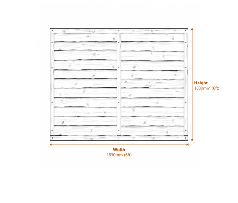 6' x 6' Traditional Lap Panel Pressure Treated - 3 Panel Pack dimensions diagram