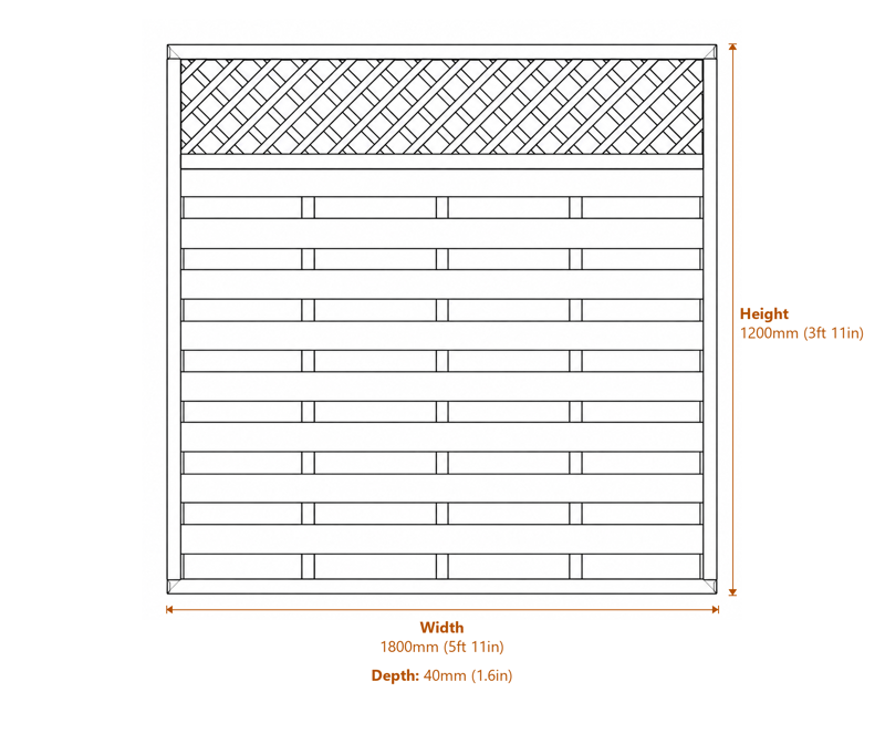 6' x 4' Halkin Fence Panel - 3 Panel Pack dimensions diagram