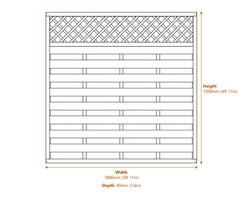 6' x 5' Halkin Fence Panel - 3 Panel Pack dimensions diagram