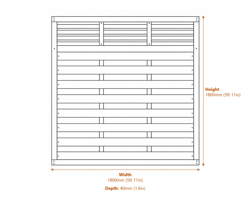 6' x 6' Langham Fence Panel - 3 Panel Pack dimensions diagram