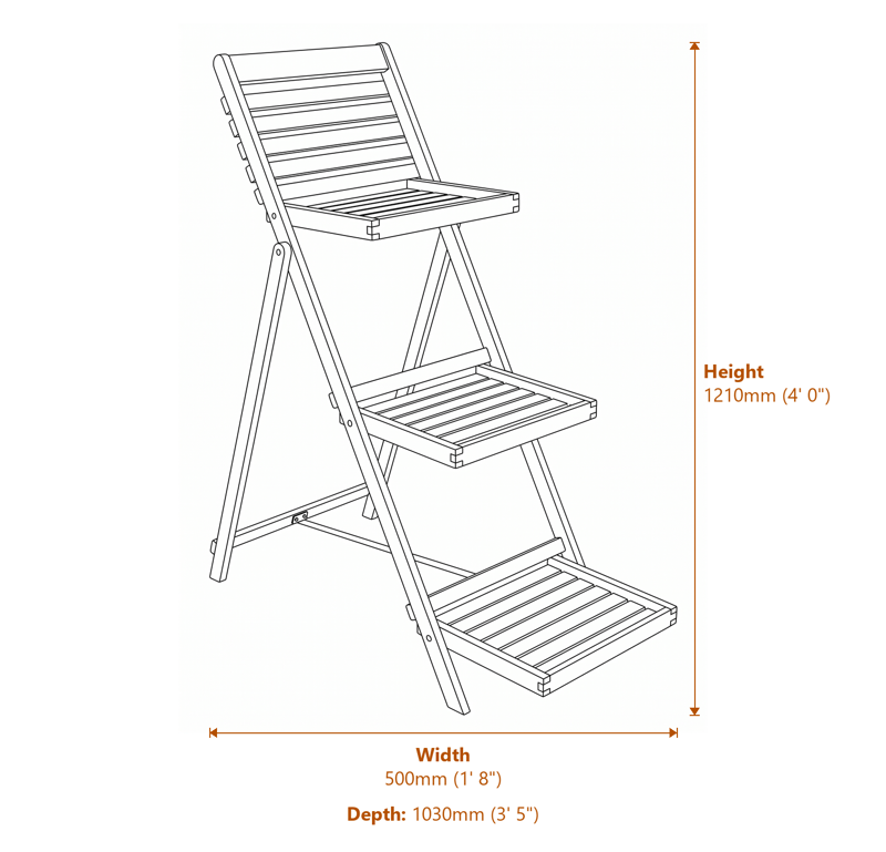 1x3 Alderley Plant Ladder Large dimensions diagram