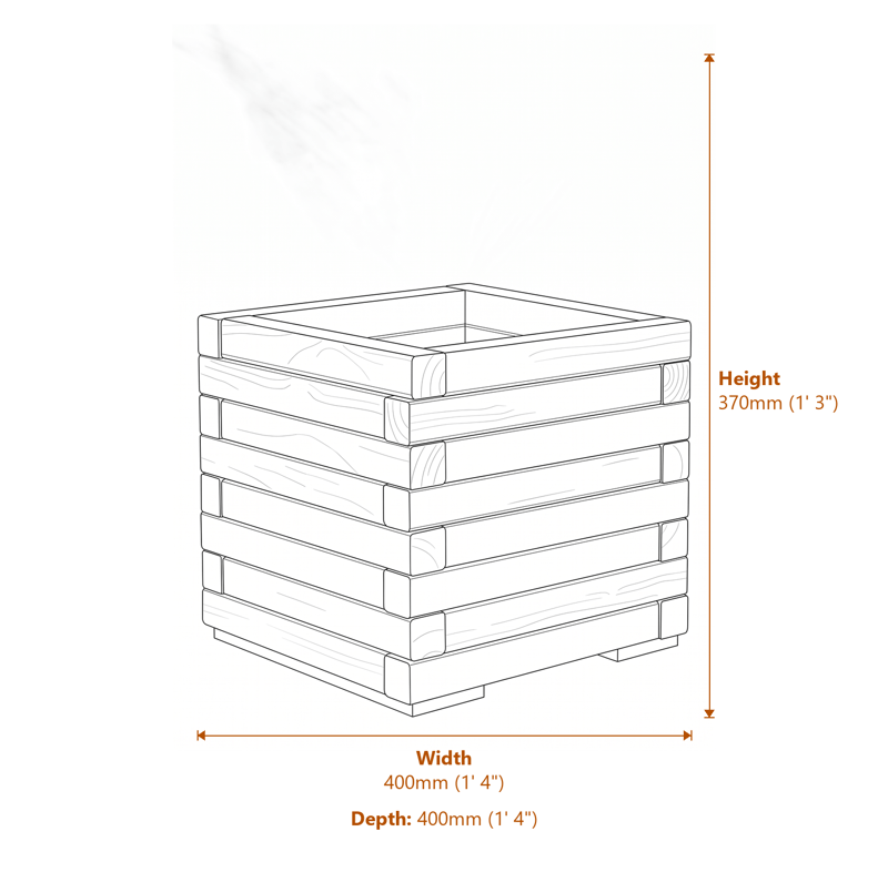 Square Patio Planter 0.4m dimensions diagram