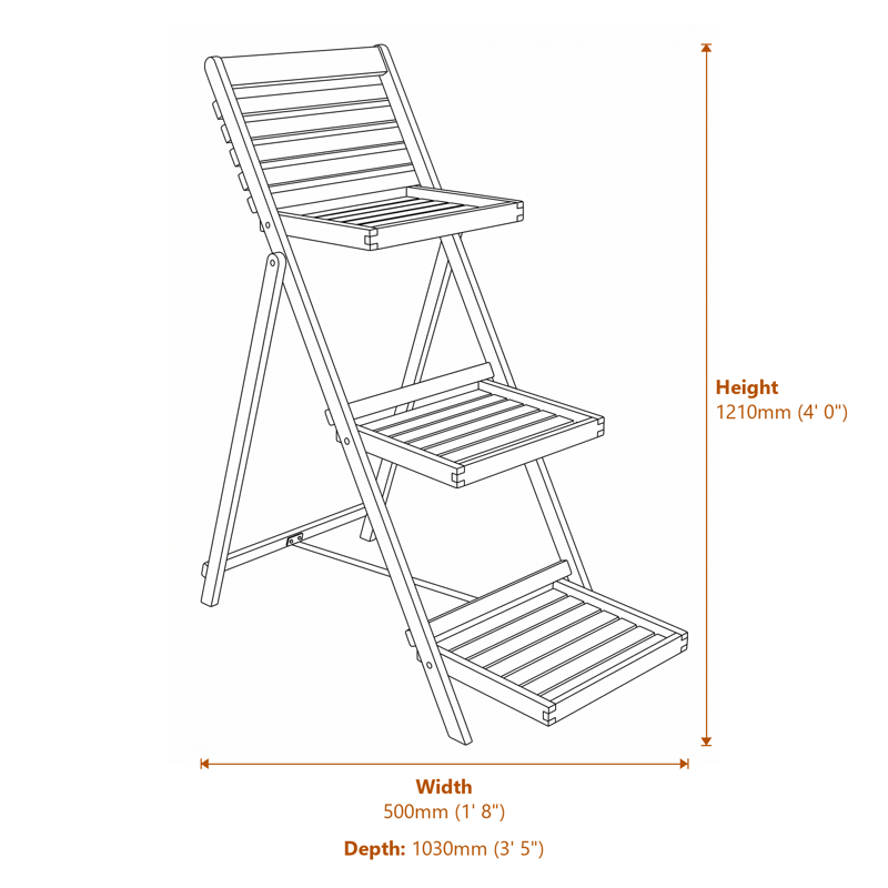 1x3 Alderley Plant Ladder Large dimensions diagram