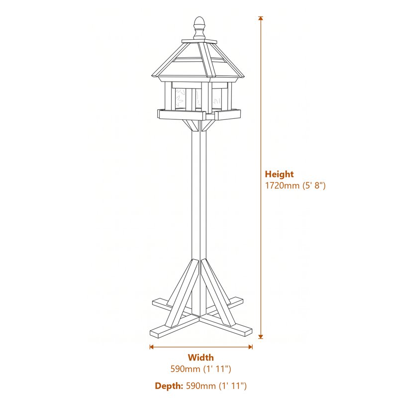 1x1 Lechlade Bird Table dimensions diagram