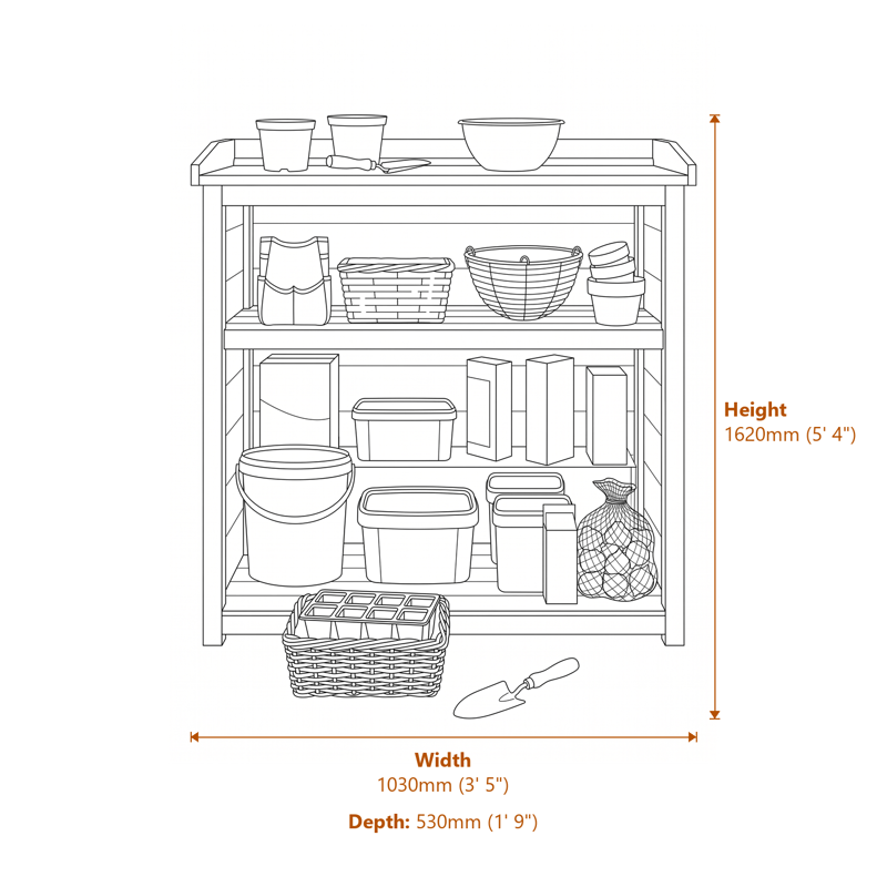 3x1 Premier Potting Station dimensions diagram