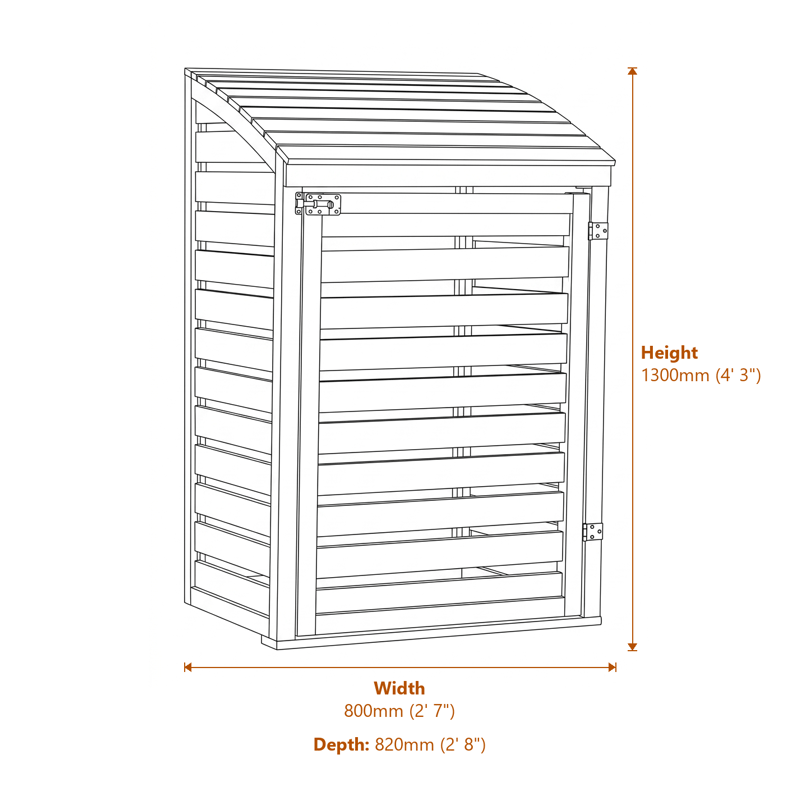 2x2 Single Bin Store dimensions diagram