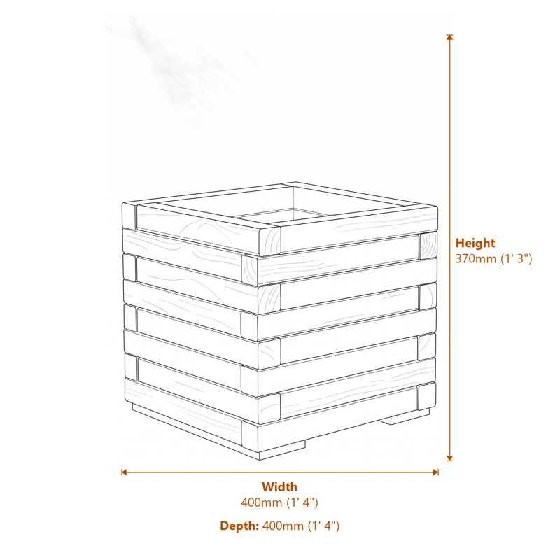 Square Patio Planter 0.4m dimensions diagram