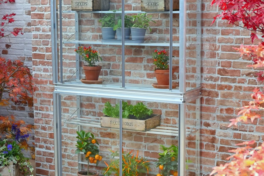 1x3 Access Westminster Lean To Greenhouse, a compact wall growhouse in aluminium