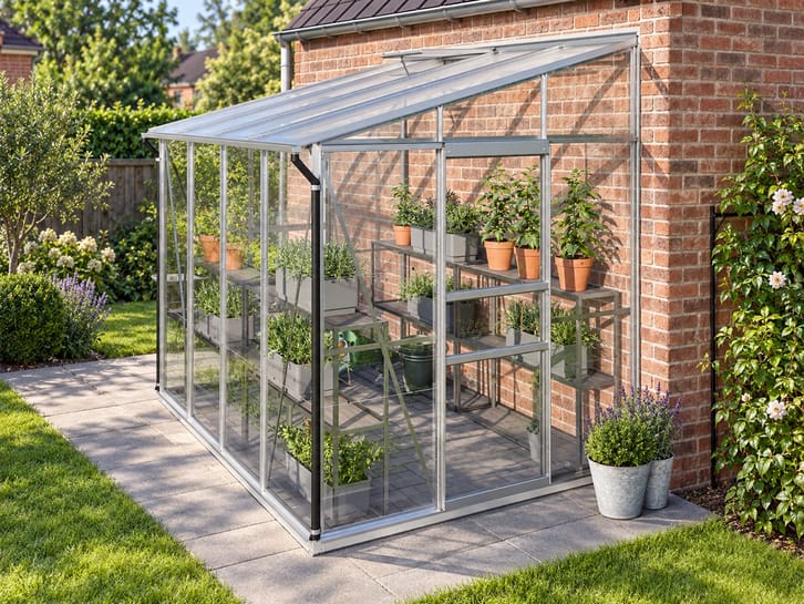Vitavia 6x8 IDA 5200 Lean To Greenhouse - Horticultural Glass
